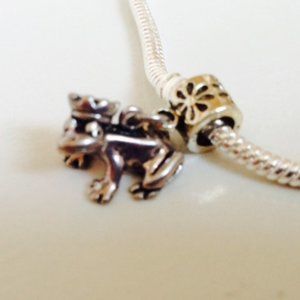 "FROG PRINCE" Sterling Silver Plated Dangling Charm For European Style Bracelets